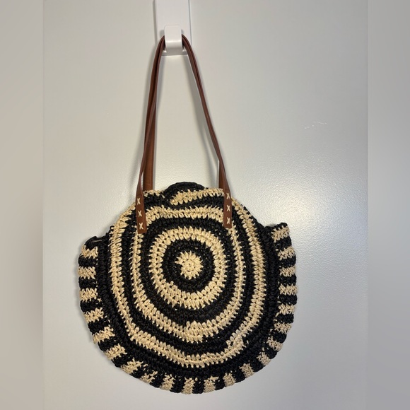 Billabong Handbags - Billabong Black and Tan Circular Tote Bag